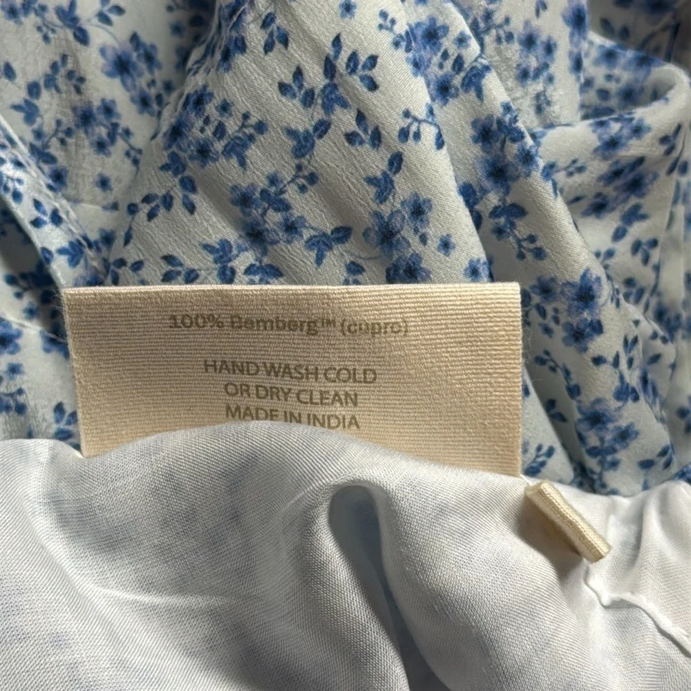 Reistor‎ Midi Dress MED Ditsy Floral Tie Waist Cupro Cottagecore Garden Prairie